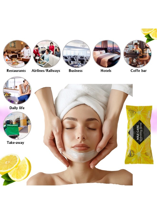 ماكس كير عبوة مناشف منعشة مكونة من 25 منشفة مبللة للصالة الرياضية، صالون التجميل، مناشف تبريد، مناشف للاستخدام مرة واحدة، مناشف مبللة منعشة لإزالة المكياج برائحة الليمون - Image 4